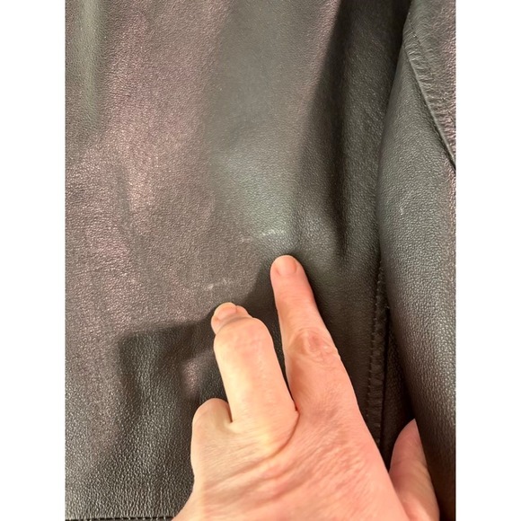 Y2K Genuine Leather Jacket Womens 1X Black 90s Minimalist Whimsy Sleek Classic - Picture 3 of 16